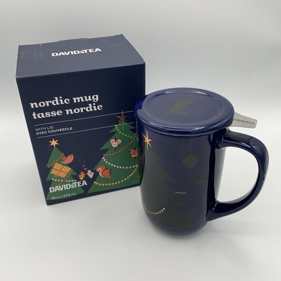 Davids Tea Color Changing Nordic Mug Christmas Tree Navy W/Infuser - Picture 8 of 16